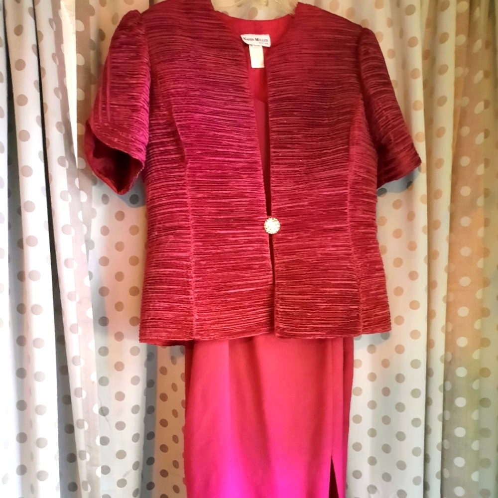 KAREN MILLER Vintage 2 pc Dress & Jacket US Made 10-11*
